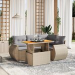 vidaXL Salon de jardin avec coussins 5 Pièces beige résine tressée