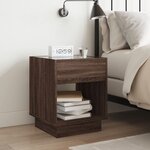 vidaXL Table de chevet avec LED infini chêne marron 40x40x50 cm