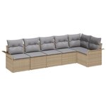 vidaXL Set de Canapé de Jardin 6 Pièces avec Coussins Beige Poly Rotin