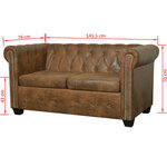 vidaXL Ensemble de canapé Chesterfield à 2 et 3 places marron