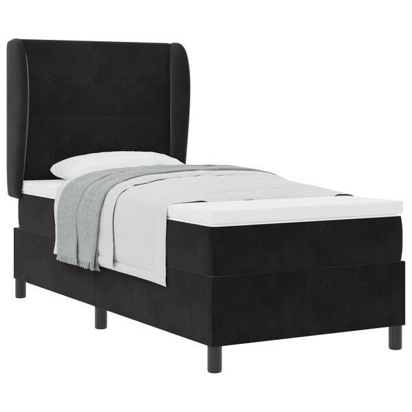 Lit Box Spring vidaXL avec Matelas Noir 80x200 cm Velours