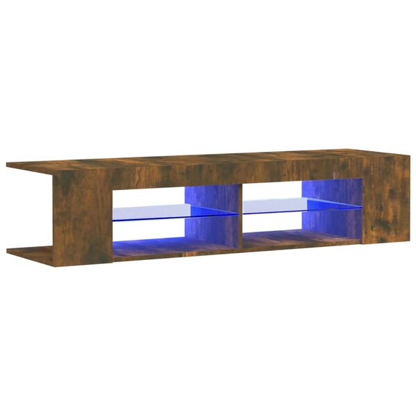 vidaXL Meuble TV avec lumières LED chêne fumé 135x39x30 cm