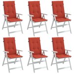 vidaXL Coussins de chaise à dossier haut lot de 6 rouge mélangé tissu