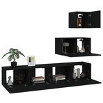 vidaXL Ensemble de meubles TV 4 Pièces Noir Bois d'ingénierie