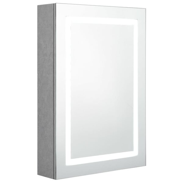 vidaXL Armoire de salle de bain à miroir LED gris béton 50x13x70 cm