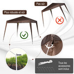 Tonnelle barnum de jardin pop-up pliant 2 4L x 2 4l x 2 5H m acier polyester imperméabilisé anti UV avec sac de transport chocolat