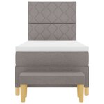 vidaXL Lit à ressorts avec matelas et banc taupe 90x190 cm tissu
