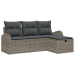 vidaXL Ensemble de Canapés de Jardin 4 Pièces avec Coussins Rattan Poly Gris