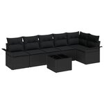 vidaXL Set de canapé de jardin modulaire à 7 pièces avec coussins beiges en poly rattan