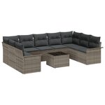 vidaXL Ensemble de Canapé de Jardin de 9 Pièces avec Coussins en Osier Noir Poly