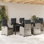 vidaXL Ensemble de salle à manger de jardin en 7 pièces avec coussins gris clair poly rattan