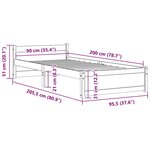 vidaXL Cadre de lit sans matelas noir bois massif 90x200 cm