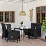vidaXL Ensemble à manger de jardin avec coussins 5 Pièces Noir