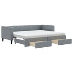 vidaXL Lit de jour avec gigogne et tiroirs gris clair 80x200 cm tissu