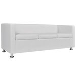 vidaXL Canapé à 3 places cuir artificiel blanc