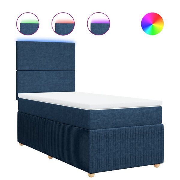 vidaXL Sommier à lattes de lit avec matelas Bleu 100x200 cm Tissu