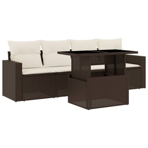 vidaXL Salon de jardin avec coussins 5 Pièces marron résine tressée