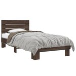 vidaXL Cadre de lit chêne marron 100x200 cm bois d'ingénierie et métal
