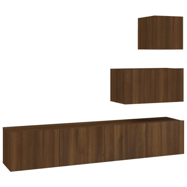 vidaXL Ensemble de meubles TV 4 Pièces Chêne marron Bois d'ingénierie
