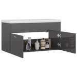 vidaXL Armoire d'évier et lavabo intégré Gris brillant Bois ingénierie