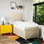 vidaXL Sommier à lattes de lit avec matelas Crème 90x200 cm Tissu