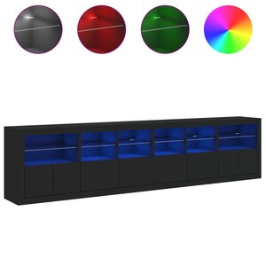 vidaXL Buffet avec lumières LED noir 283x37x67 cm