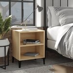 vidaXL Table de chevet avec pieds en métal chêne sonoma 40x30x50 cm