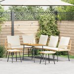 Ensemble de salon de jardin 4 pièces avec coussins en poly rattan naturel
