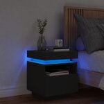 vidaXL Armoire de chevet avec lumières LED noir 40x39x48 5 cm