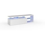 Meuble TV réversible BLUE-TECH - Mélaminé blanc laqué - 150 x 41 x 43 cm