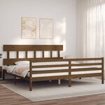 vidaXL Cadre de lit sans matelas marron miel 200x200 cm bois massif