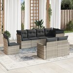 vidaXL Salon de jardin 8 Pièces avec coussins gris clair résine tressée