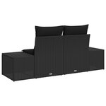 vidaXL Canapé de jardin 2 places avec coussins Noir Rotin Synthétique