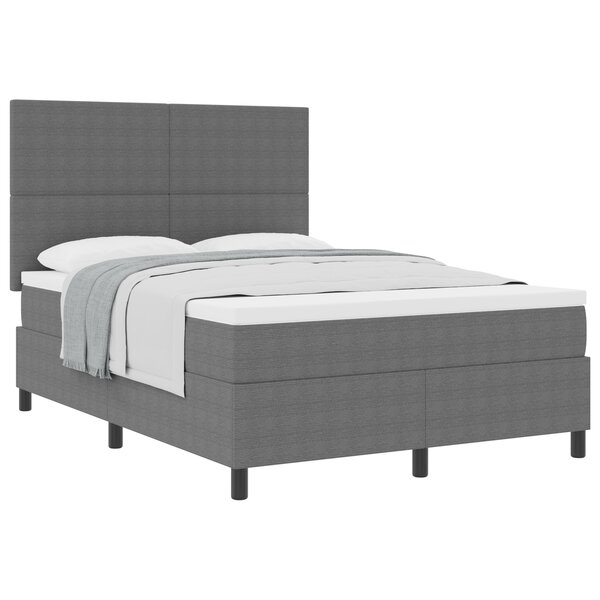 vidaXL Lit Box Spring avec Matelas Gris Clair 140x200 cm Tissu en Velours Côtelé