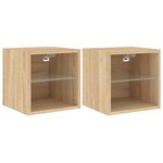 vidaXL Meubles TV muraux lumières LED 2 Pièces chêne sonoma 30x28 5x30 cm