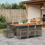 vidaXL Ensemble à manger de jardin 11Pièces avec coussins gris poly rotin