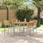 vidaXL Set de salle à manger de jardin 5 pièces en bois d'acacia massif et métal