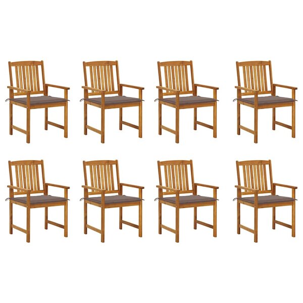 vidaXL Chaises de jardin avec coussins lot de 8 Bois d'acacia solide