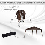 Tonnelle barnum de jardin pop-up pliant 2 4L x 2 4l x 2 5H m acier polyester imperméabilisé anti UV avec sac de transport chocolat