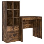 Bureau vidaXL avec rangement chêne fumé en bois d'ingénierie