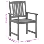 vidaXL Chaises de jardin et coussins lot de 4 Gris Bois acacia massif