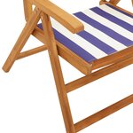 vidaXL Ensemble à manger de jardin 7 Pièces bleu blanc tissu bois massif