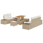 Ensemble canapés de jardin en poly rattan beige de 8 pièces avec coussins