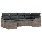 Ensemble de 6 pièces de Canapé de Jardin avec Coussins Gris Rattan Poly