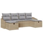 vidaXL Ensemble de Canapé de Jardin 6 Pièces avec Coussins Beige Rattan Poly