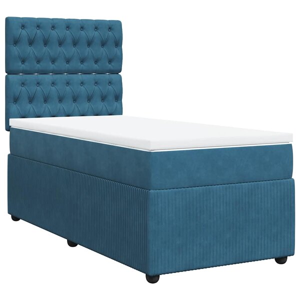 vidaXL Sommier à lattes de lit et matelas Bleu foncé 80x200 cm Velours