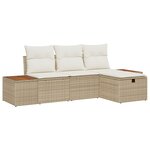 vidaXL Ensemble de canapé de jardin de 4 pièces avec coussins beige en poly rotin