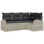 vidaXL Ensemble de Canapé de Jardin 4 Pièces avec Coussins Gris Clair Rattan Poly