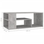 vidaXL Table basse gris béton 100x50x40 cm bois d'ingénierie