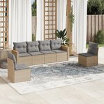 vidaXL Salon de jardin avec coussins 6 Pièces beige résine tressée